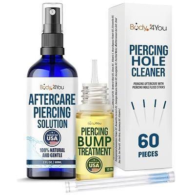 BodyJ4You Piercing Aftercare Spray Keloid Bump Removal Piercing Hole Cleaner - Earring Hole Cleaner Piercing Floss Ear Hole Cleaner - Natural Saline Wound Wash - Pierced Ears Nose Cleaning Kit