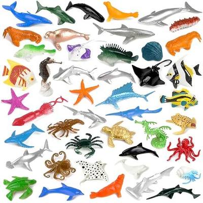 46 Pack Mini Ocean Sea Animals Toys, Assorted Vinyl Plastic Ocean Animal Figures Sea Creatures Toys for Kids Party Favors Educational Toy
