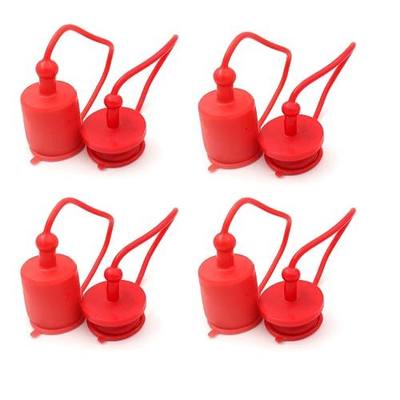 1/2" ISO5675 Hydraulic Coupling Dust Cap and Plug,Red Rubber Male Dust Cap and Female Plug Covers for Hydraulic Quick Coupler 4set