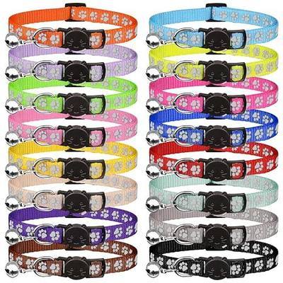 16 PCS Breakaway Cat Collars with Bells Reflective Cat Collar Safety Nylon Kitten Collars Cat Collars for Girl Boy Cats(6"-9")