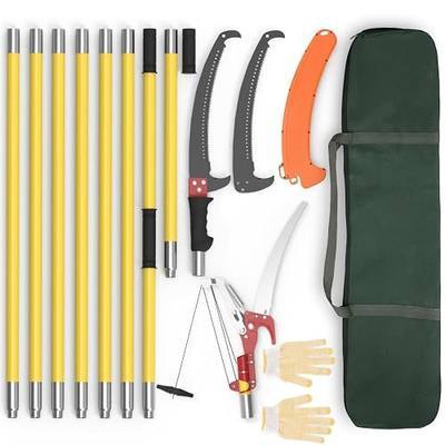 Pole Saws for Tree Trimming, 7.3-27 ft Extendable Tree Trimmers Long Handle Pruner, Sharp Steel Blade and Scissors High Branches Trimming, Tree Pruner, Tree Saw (7.3-27 ft with Scissors)