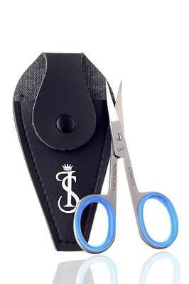 Nail Cuticle Scissors Curved Eyebrow Scissors for Nail, Cuticle, Eyelashes, Nose Hair, Mustache and Beard - Manicure and Pedicure Small Scissors for Men and Women (Blue)