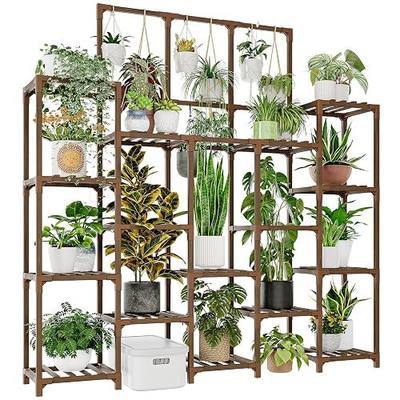 GENTINGBRO Plant Stand Indoor Outdoor 63" Tall Plant Shelf for Plants 14-Tier Large Plant Sheves for Living Room Heavy Duty Plant Rack Garden Balcony Patio Hanging Planter