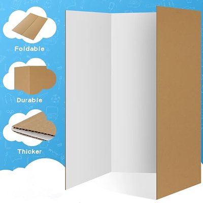VinTS 8 PCS 36" x 48" Trifold Poster Board,White Display Tri-fold Cardboard | Large White Tri-fold Poster Board,Thick Corrugated Cardboard for School Projects,Science Fair,Graduation,Photo Exhibitions