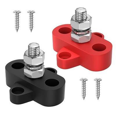 Joinfworld Bus Bar 12V 250A Power Distribution Block Single 5/16" Stud Battery Post Junction Block for Marine Automotive Car Boat Solar System - Positive&Negative