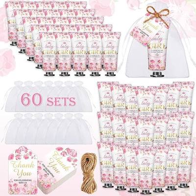 VISCOO 60 Sets Baby Shower Hand Cream Gifts, Baby Shower Party Favors for Guests, Hand Cream Set for Bridal Wedding Thank You Gifts, Travel Size Hand Lotion Bulk (Girl)