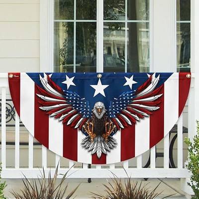 FLAGWIX Patriotic Eagle American Fan Flag, 3 x 6 ft, 4 Pack | Fall Christmas Decorations for Home, Indoor Outdoor Porch Flag, Polyester Double-sided Yard Flags for outside, Fade Resistant