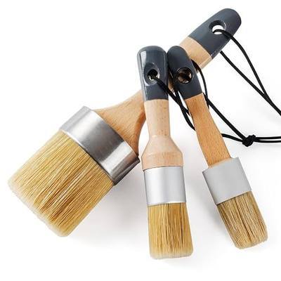 Chalk and Wax Paint Brush 3 Pcs Set, Chalk Paint Brushes for Furniture, Painting or Waxing, Milk Paint, Natural Bristle Stencil Brushes for All Painting and Waxing