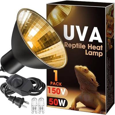 Briignite Reptile Heat Lamp G9 Halogen Heat Bulb Dome Reptile Light Fixture | Aluminum Reflector, 50W UVA Basking Light for Reptiles, Dimmable Heat Lamp for Chicken Turtle Snake Gecko Lizard