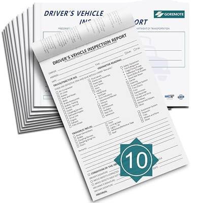Detailed Driver's Vehicle Inspection Report, Pre Trip Inspection Book | 10 Pack, 2-Ply Carbonless, 35 Sets of Forms per DVIR Log Book for Truck Drivers, 8.5" x 5.5"
