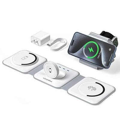 3 in 1 Charging Station for Multple Devices,Foldable 3 in 1 Wireless Charger for Travel,NANO Wireless Charging Station for iPhone17 16 15 14 13 12 Pro Max/Watch 10 9 8 7 6 5 4 3 Ultra/AirPod Pro