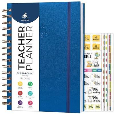 Clever Fox Teacher Planner Spiral – School Year Planner with Calendars & Lesson Plans – Teacher Plan Book for Classroom & Homeschool Organization - Undated, 7.9x10″ (Mystic Blue)