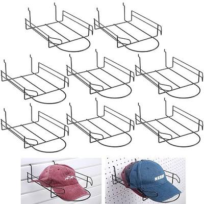 Kigley 8 Pcs Wire Hat Display Racks for Slatwall Black Metal Baseball Hat Racks Multifunctional Retail Shelves Pegboard Display for Home Retail Boutique Store Organizer