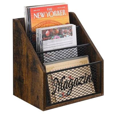 YINMIT Magazine Holder, Stepped 3 Tier Magazine Rack Floor, Magazine Storage Basket, Folder Organizer Bin for Magazines,Books,Newspapers,Tablets
