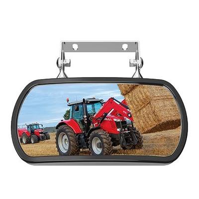 Tractor Mirror, Stainless Steel Rearview and Side Mirror for Tractors, Forklifts, Trucks, Boats, Fit for John Deere, Kubota and more, Convex Mirror with U-Bracket, Screw Fixed, no Vibration