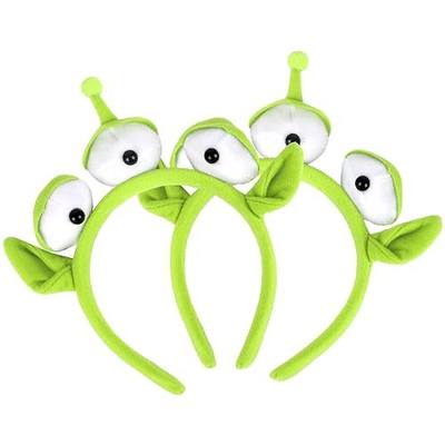 CCINEE 2Pack Alien Plush Headband,Green Alien Three-eyed Headband Plush Headwear Hat Accessories for Halloween Party Supply