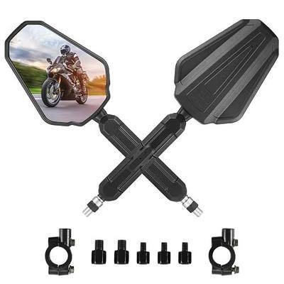 Adventure Motorcycle Mirrors, Adjustable Motorcycle Side Mirrors with 7/8" Handlebar Mount 8mm 10mm Screws Fit for Scooter Moped Dirt Bike Quad