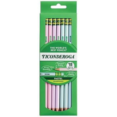 Ticonderoga Wooden Pencils, Pre-Sharpened, 2 HB Soft, Pastel Colors, 18 Count