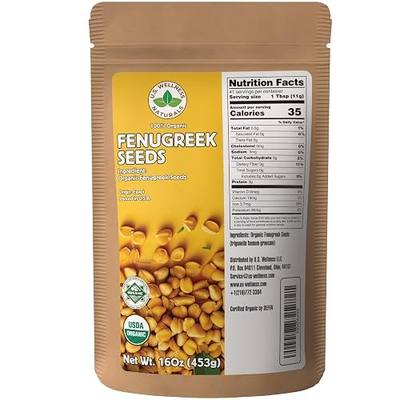 Fenugreek Seeds 100% Certified Organic | Raw Fenugreek Seeds | Whole Methi Seeds | Non-GMO | Non Irradiated | 1LB (16Oz)