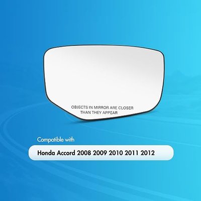 SNEMEEY for 2008 2009 2010 2011 2012 Honda Accord Passenger Side Mirror | Right Heated Chrome Mirror Glass Replacement with Backing Plate