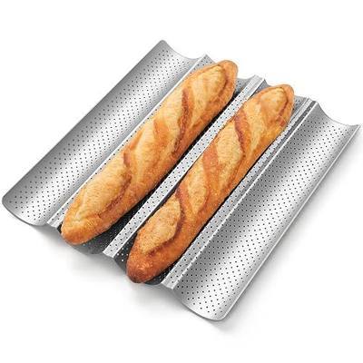 Pavsrmy Baguette Bread Pan, Premium Nonstick Perforated Baguette Pan for French Bread Baking, 4 Loaves Baguette Baking Tray for Sourdough, Italian Bread, Perfect for Creating Crisp Golden-Brown Crust