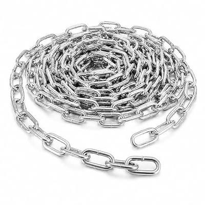 RHBLME 1/4" x 19.69 Ft Metal Chain, Galvanized Iron Coil Chain, Heavy Duty Chain Links Metal Decorative Chain, Camping Pet Dog Chain Hanging Chain for Swing Feeder Planters