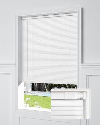 UNISHADES No Drill Cordless Mini Blinds, L-Shaped Slats, 35×64 in, White | Enhanced privacy protection, 1" Vinyl Material, Easy Install