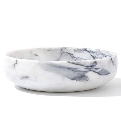 6.7" Decorative Bowl - Natural Marble Key Bowl & Centerpiece (White & Grey)