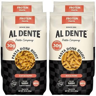 Al Dente Protein Pasta: 30g Protein, Lower Carb (Cavatappi/Rigatoni 4-pk) | High Protein Pasta, No Beans/Legumes, Formerly Carba-Nada. Premium Artisanal Pasta w/ Cage-Free Eggs, European Semolina Wheat