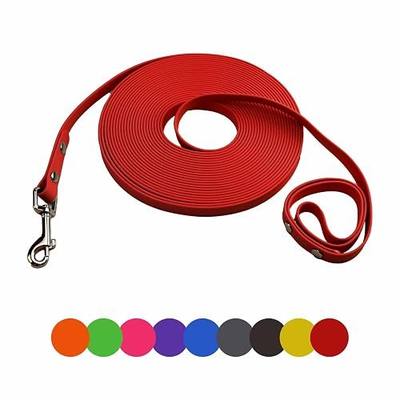 Waterproof Long Dog Leash, Heavy Duty Biothane Dog Training Leash 6ft 10ft 15ft 30ft 50ft, Easy to Clean Long Line Lead for Large Medium Small Dogs, Outdoor Recall (Red, 10FT)