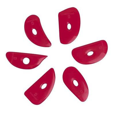 Diyoohomy 6pcs Soft Silicone Pottery Ribs for Ceramic, Mud and Clay Tools | Red Flexible Rubber Rib Trimming, Shaping, Smoothing Tools Kit And Supplies, Mudtools Wheel Throwing, Handbuilding, Sculpting