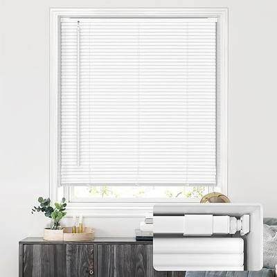 LazBlinds No Drill Vinyl Mini Blinds, 29" W x 64" H, White | S-Shaped Slats Create a Tighter Seal, Ideal for Bedrooms, Kitchens & Bathrooms