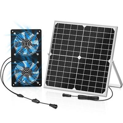 Solar Powered Exhaust Fan for Shed, 350 CFM High Airflow Solar Vent Fan with Dual Waterproof Fans, Outdoor Cooling Ventilation for Chicken Coop, Greenhouse, Dog House | High Airflow, Dual Waterproof Fans, Outdoor Cooling Ventilation, For Chicken Coop, Greenhouse, Dog House