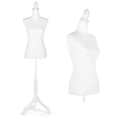 HOMBOUR Female Mannequin Torso Dress Form, Sewing Mannequin Body, Height Adjustable Mannequin with Stand for Display Dressmaker, White