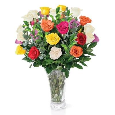 2 Dozen Assorted Roses Bouquet, Best Next-Day Fresh Flower for Delivery Prime, Ideal for Birthdays, Get Well Gift for Women, Anniversary, Sympathy, Congratulations, Thank You, Just because