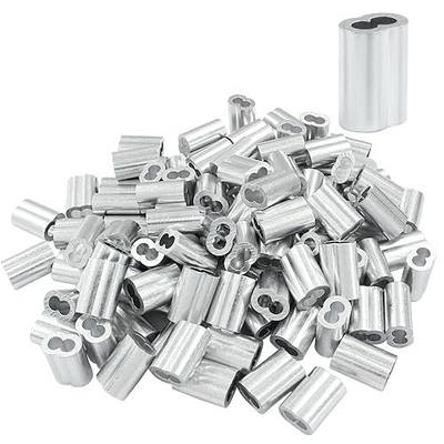 Murtenze 120Pcs 1/8" Wire Rope Sleeve, Aluminum Cable Crimp Sleeves, Crimping Loop Sleeve for Cable and Wire Rope Crimp Double Barrel Crimp Sleeves(M3-1/8")