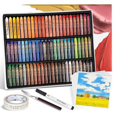 Paul Rubens Oil Pastel Set, Painting Kit, Art Supplies, Includes 72 Brightly Colored Oil Pastels + 1 Palette Knife+ 1 Roll of Masking Tape+ 1 Acrylic Marker + 10 Oil Pastel Paper | Full Painting Accessories: 1 Palette Knife, 1 Roll of Masking Tape, 1 Acrylic Marker & 10 Oil Pastel Paper