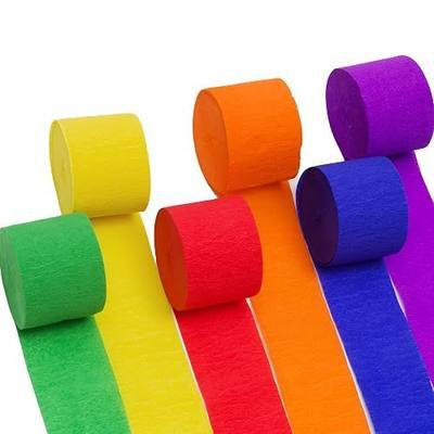 6 Rolls 492ft Rainbow Crepe Paper Streamers, 6 Colors Pack of Paper Party Streamers for Colorful Party Decorations, Birthday Decorations, Wedding Decorations (1.8 Inch x 82 Ft/Roll)