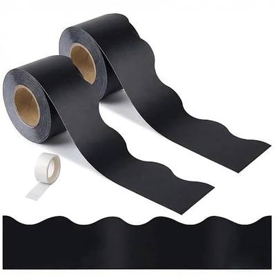 65 Feet Black Bulletin Board Borders, Scalloped Border Trim, Rolled Classroom Borders for Bulletin Board, White Board, Cork Board, Locker, and Classroom Décor Burlap Scalloped Border Trim