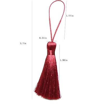 20pcs 3.7 Inch Mini Tiny Craft Tassels Soft Elegant Handmade Silky Floss Tassels with Cord Loop for Keychain Earring, Jewelry Making, Graduation, Bookmarks, Gift Tag DIY Craft Projects (Wine red)