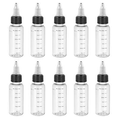 PATIKIL 1oz(30ml) Plastic Dispensing Bottle, 10Pcs Squeeze Graduated Empty Bottles with Black Twist Cap for Liquids, Inks, Oils, Sauces, Arts and Crafts, Transparent