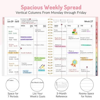 Teacher Planner 2026-2027, Forvencer Academic Planner 2026-2027, Jul 2026 - Jun 2027, 8.5"x11", Weekly & Monthly Planning Book with 7 Periods, School Agenda for Teacher Student Homeschool, A4, Pink