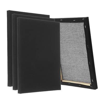 PATIKIL Black Stretched Canvas, 5 Pcs 16" x 20" Large Canvas for Painting Primed Cotton Blank Canvas for Acrylics Oil Watercolor Paints
