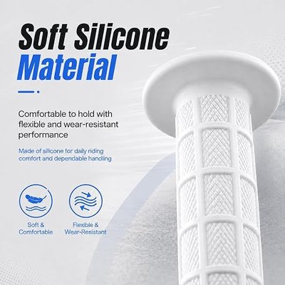 1Pair White Grips, 22mm 7/8" Dirt Bike Grips Scooter Grips Handlebar Hand Grips for Motorcycle, Mini Bike, Dirt Bike, Pit Bike Handlebar Pro Taper Grips Dirtbike