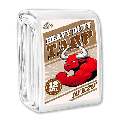 Tarp 10x20 ft Heavy Duty 12mil 100% Waterproof High Durability Multipurpose,Uv Resistant,White Tarp Suitable for Swimming Pools, Boats, Camping, Courtyards, Etc -by MVPNET