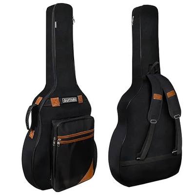NAGAN Acoustic Guitar Bag 0.5-inch Extra Thick Padding, 40 41 42 inch Gig Bag with Dual Adjustable Straps Back Hanger Loop, Oxford Guitar Case with Neck Magic Tape, Water-resistant (Black & Brown)