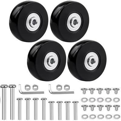 50mm x 18mm Luggage Suitcase Replacement Wheels, Set of 4 | Rubber Swivel Caster Bearings, Repair Kit, 608ZZ Inline Skate Wheels, 3 Axles Included