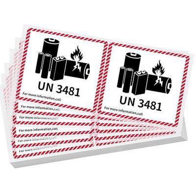 Dunzoom 100 Pcs Lithium Ion Battery Caution Labels Un3481 Transport Caution Warning Stickers 4.7 x 4.3 Fragile Stickers for Shipping Lithium Batteries Strong Adhesive Safety