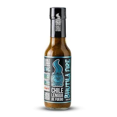 Chile Lengua de Fuego Bhutila Fire – Carolina Reaper, Ghost Pepper & Scotch Bonnet Hot Sauce, Citrus & Smoke, 5 oz Bottle (Pack of 1)