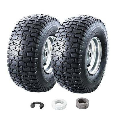 MZREXN 15x6.00-6 Lawn Mower Tires and Wheel Front Tires Replacement | Compatible with John Deere & More Riding Mowers, Lawn Tractors, 4 Ply, 3" Centered Hub, 3/4" Bushings, 2PCS